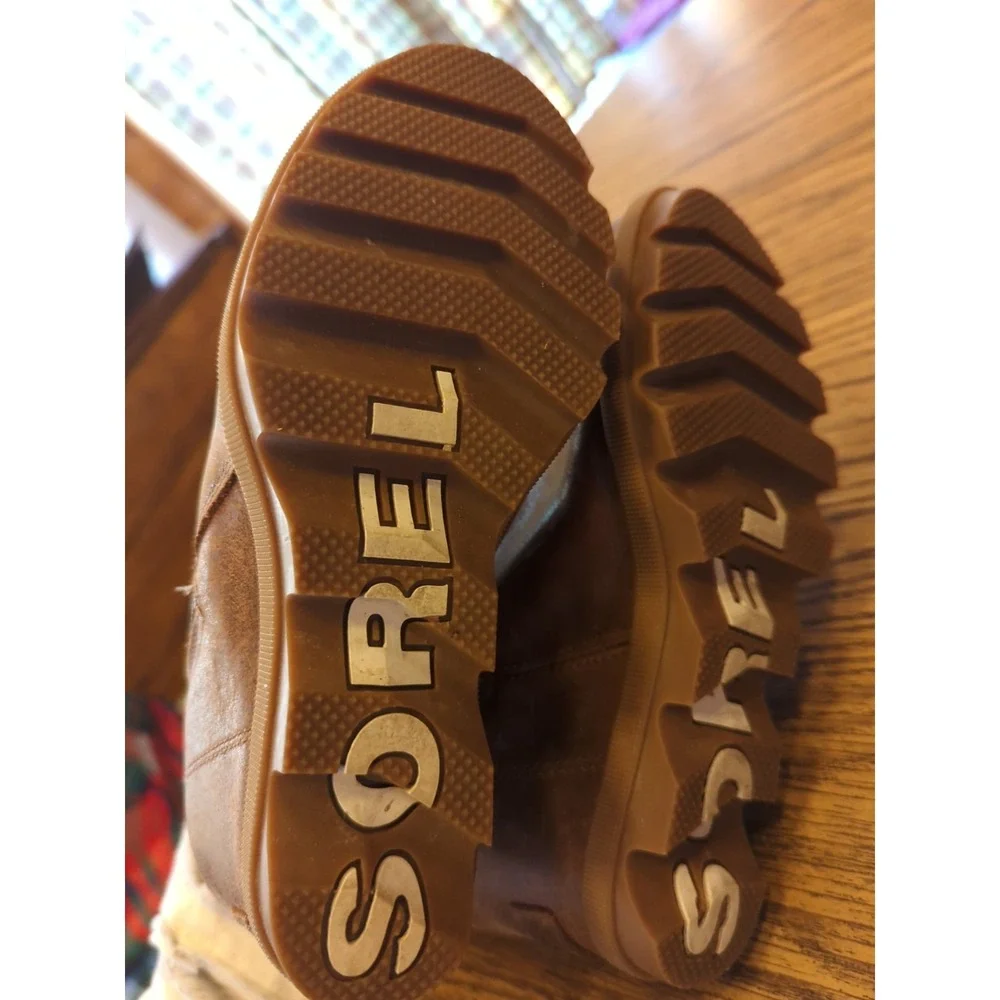 Sorel‎ Women's Joan of Arctic Wedge Brown Leather Booties Size 5 US